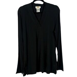 Talbots Vintage Classic Black Pima Cotton Casual Long Sleeve V-Neck XL Pullover